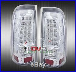 99-02 Gmc Sierra Chrome Clear Lens LED Rear Brake Tail Lights Turn Signal Lamps