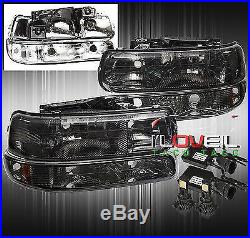 99-02 Silverado Diret Replacement Head Lights + Bumepr Lamps+ White Cree Led Kit