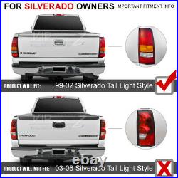 ALL BLACK For 99-02 Chevy Silverado Neon Tube LED Tail Light Brake Lamp L+R