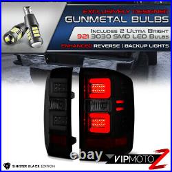 Advance LED Bulb BackUp 14-18 Chevy Silverado Neon Tube Black Smoke Tail Light