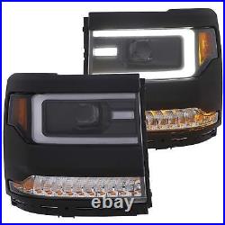Anzo Projector Headlights Set Amber Turn Signal for Chevy Silverado 1500 111375