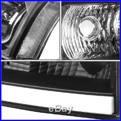 BLACK CLEAR LED HALO HEADLIGHT WithLED DRL+TURN SIGNAL FOR 03-07 SILVERADO(L+R)