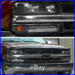 BUILT-IN LED 1999-2002 Silverado 00-06 Suburban Tahoe Black Bumper Headlight
