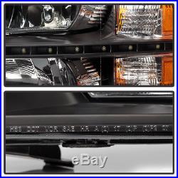Black 2007-2013 Chevy Silverado 1500 2500HD 3500HD LED DRL Headlights Left+Right