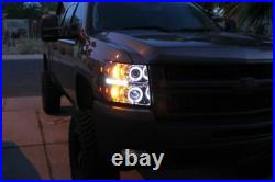 Black 2007-2013 Silverado 1500 2500 3500 CCFL HALO+LED DRL Projector Headlights