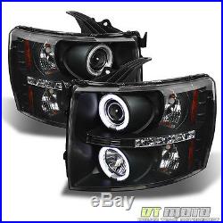 Black 2007-2013 Silverado 1500 2500 3500 CCFL HALO+LED DRL Projector Headlights