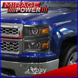 Black Amber DRL LED Projector Head Lights Signal Lamps For 14-15 Chevy Silverado