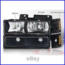 Black Amber Head Lights Corner Bumper Lamps For 1994-1998 Chevy C10 C/K Pickup