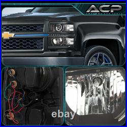 Black Clear DRL LED Projector Head Lights Lamps For 14-15 Chevy Silverado 1500