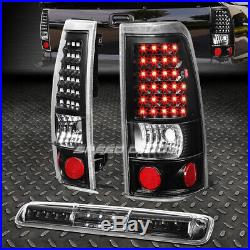 Black Clear Full Led Tail+3rd Brake&cargo Light For 99-03 Chevy Silverado/sierra