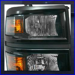 Black Clear Headlights withTurn Signal Amber Dy 2014-2015 Silverado 1500 Gmt K2Xx