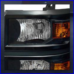 Black Clear Headlights withTurn Signal Amber Dy 2014-2015 Silverado 1500 Gmt K2Xx