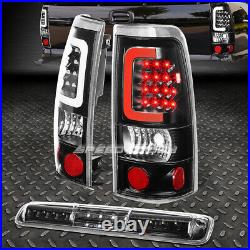 Black Clear Led Bar Tail+3rd Brake&cargo Light For 99-03 Chevy Silverado/sierra