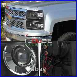Black Clear Projector Headlights Lamps LED DRL Assembly For 2014-2015 Silverado