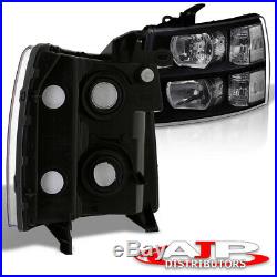 Black Clear Replacement Headlights Lamps For 07-13 Chevy Silverado 1500 2500HD