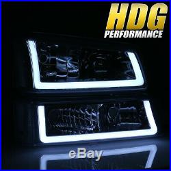 Black Clear Signal Reflector DRL Smoke Head Light Lamp For 03-07 Chevy Silverado