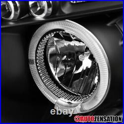 Black Fit 2007-2014 Chevy Silverado 1500 2500HD LED Halo Projector Headlights