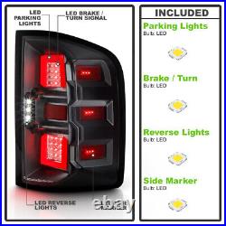 Black Full LED Tail Lights Brake Lamps For 2007-2013 Silverado 1500 2500 3500 HD