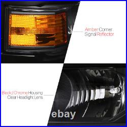 Black Housing Headlight Amber Turn Signal Reflector for 14-15 Chevy Silverado