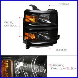 Black Housing Headlight Amber Turn Signal Reflector for 14-15 Chevy Silverado