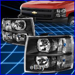 Black Housing Headlight+clear Turn Signal Lamps Set For 07-13 Chevy Silverado