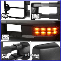 Black Manual LED Amber Turn Signal Side Towing Mirror for Sierra Silverado 07-14