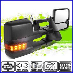 Black Manual LED Amber Turn Signal Side Towing Mirror for Sierra Silverado 99-07