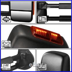Black Manual Side Towing Mirrors LED Turn Signal for Silverado Sierra 07-14