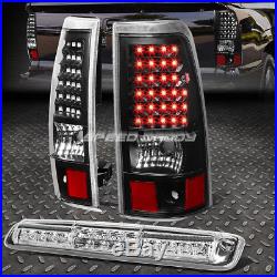 Black Red Led Tail+chrome 3rd Brake&cargo Light For 03-07 Chevy Silverado/sierra