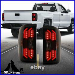 Black Smoke LED Tail Lights For 2014 2018 Chevy Silverado 1500 2500HD 3500HD