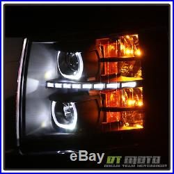 Black Smoked 2007-2013 Chevy Silverado 1500 2500 3500HD LED Projector Headlights