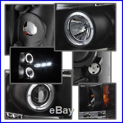 Blk 2007-2013 Chevy Silverado 1500/2500/3500 LED Halo Projector Headlights Lamps