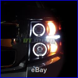 Blk 2007-2013 Chevy Silverado 1500/2500/3500 LED Halo Projector Headlights Lamps