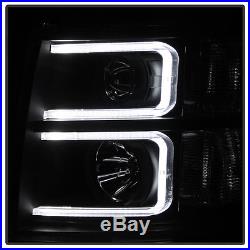 Blk Smoke 2007-2013 Chevy Silverado 1500 2500 LED DRL Tube Projector Headlights