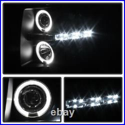Blk Smoke 2007-2014 Chevy Silverado 1500/2500/3500 LED Halo Projector Headlights