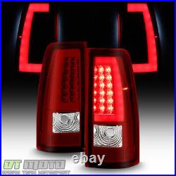 Bright Red 2003-2006 Chevy Silverado LED Tube Tail Lights+LED 3rd Brake Lamp