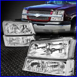 Bumper Turn Signal Lamps Chrome For 03-06 Chevy Silverado Avalanche Headlights