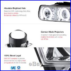 CCFL Angel Eye LED Projector Headlight+Amber Bumper Parking Lamp 99-02 Silverado