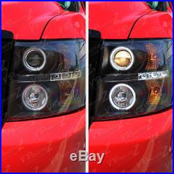 COOLEST 2007-2013 Chevy Silverado Black Halo LED Projector Headlight Lamp PAIR