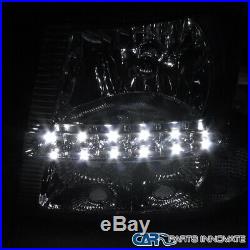Chevy 03-07 Silverado Avalanche 2in1 Clear Headlights Bumper Lamps+SMD LED Strip