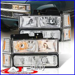Chrome Amber Head Lights Corner Bumper Lamps For 1994-1998 Chevy C10 C/K Pickup