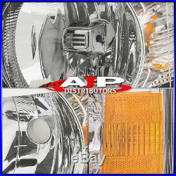 Chrome Amber Replacement Headlights Lamps For 07-13 Chevy Silverado 1500 2500HD