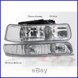 Chrome Clear Corner Bumper Head Lights Lamps LH+RH For 1999-2002 Chevy Silverado