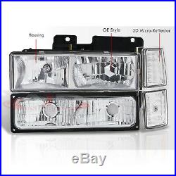 Chrome Clear Head Lights Corner Bumper Lamps For 1994-1998 Chevy C10 C/K Pickup