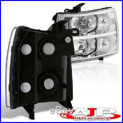 Chrome Clear Replacement Headlights Lamps For 07-13 Chevy Silverado 1500 2500HD