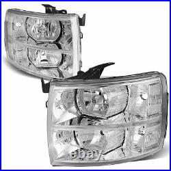 Chrome Crystal Headlight with Clear Reflector For 2007-2013 Chevy Silverado