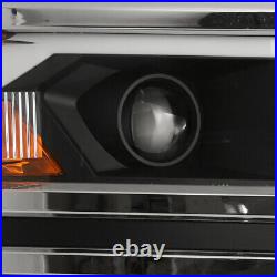 Chrome Headlights For 2014-2015 Chevy Silverado 1500 Projector Headlamps DRL Bar