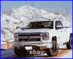 Chrome Headlights For 2014-2015 Chevy Silverado LED DRL Light Bar Headlamps PAIR