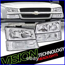 Chrome Headlights WithParking Bumper Turn Signal Lamps Nb For 03-06 07 Silverado