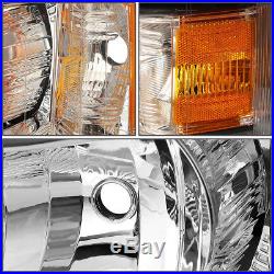 Chrome Housing Headlight+amber Turn Signal Lamps Set For 07-13 Chevy Silverado